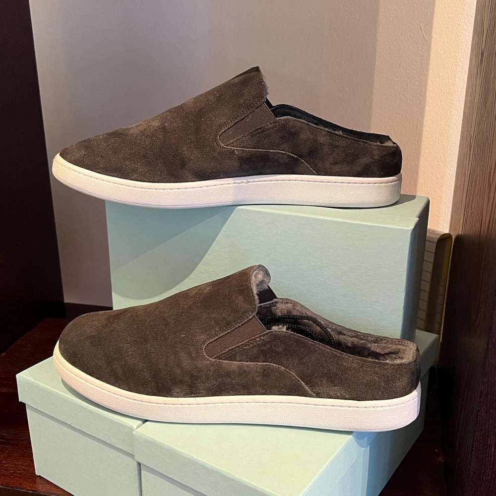 NEW! Vince Charcoal Grey Ginelle Suede Slip-On Sneakers